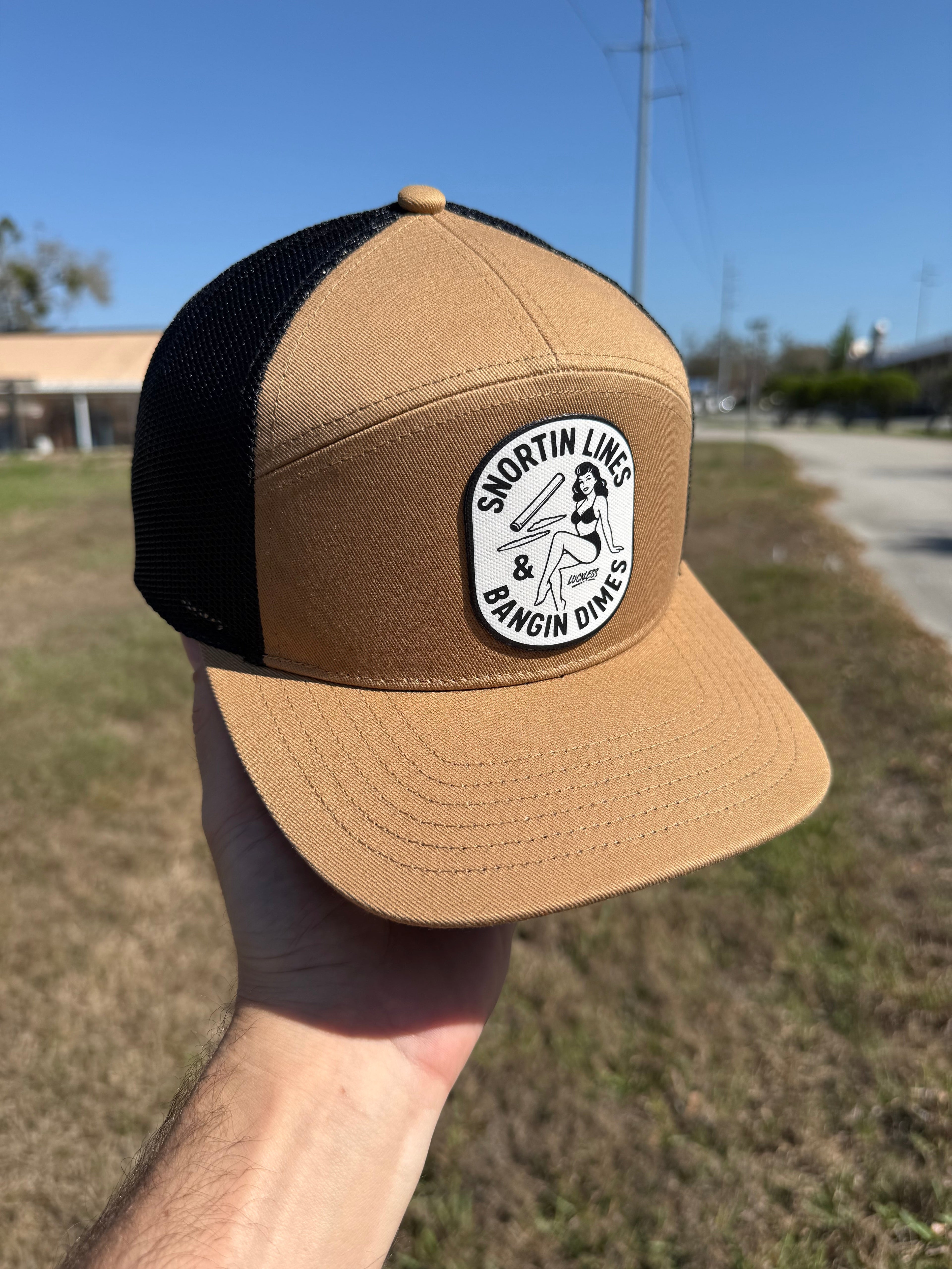 Lines and Dimes Canvas Patch Trucker