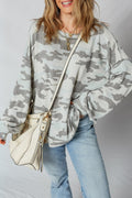 Retro Camouflage Exposed Seam Sweatshirt