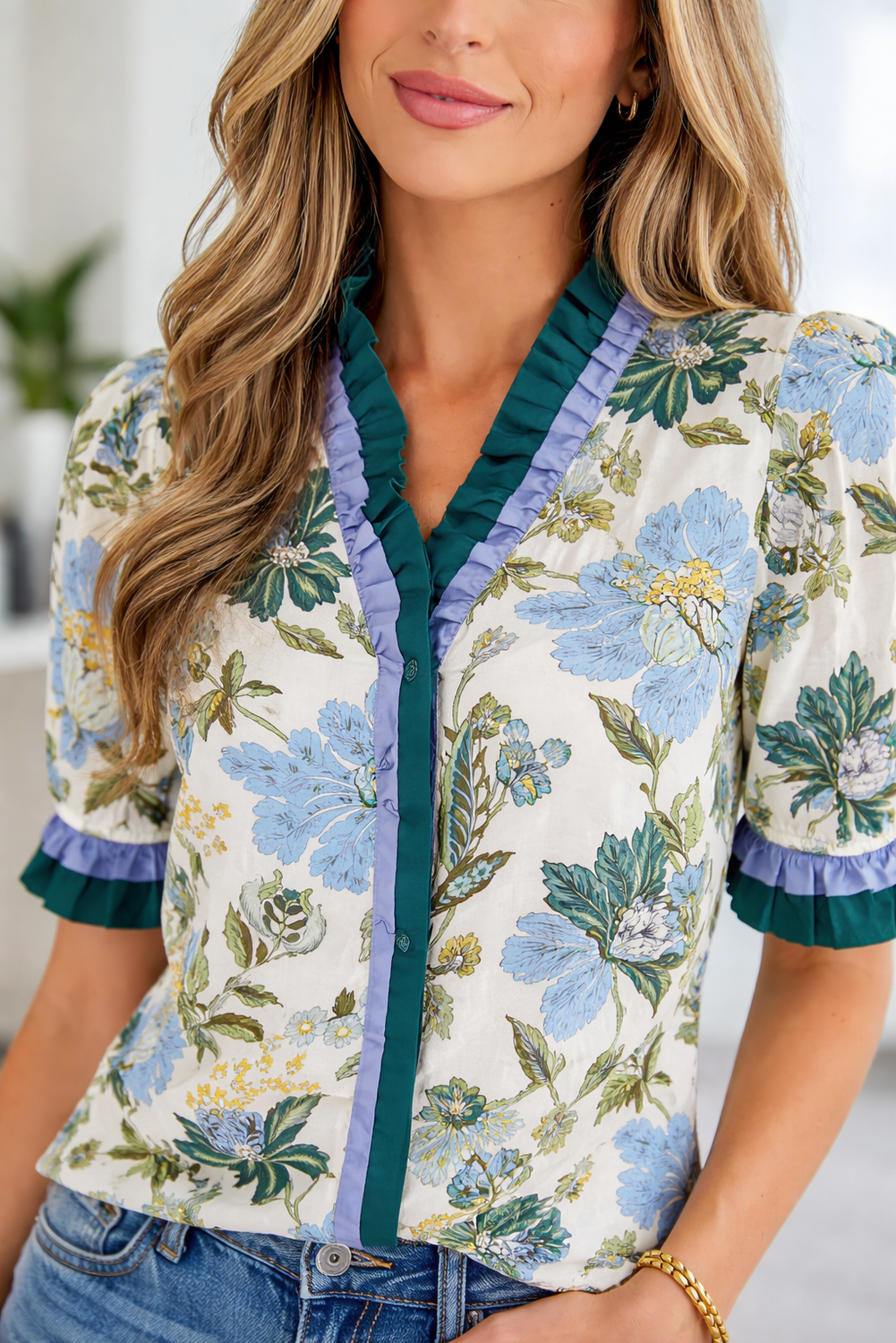 Mila Trim Short Sleeve Blouse