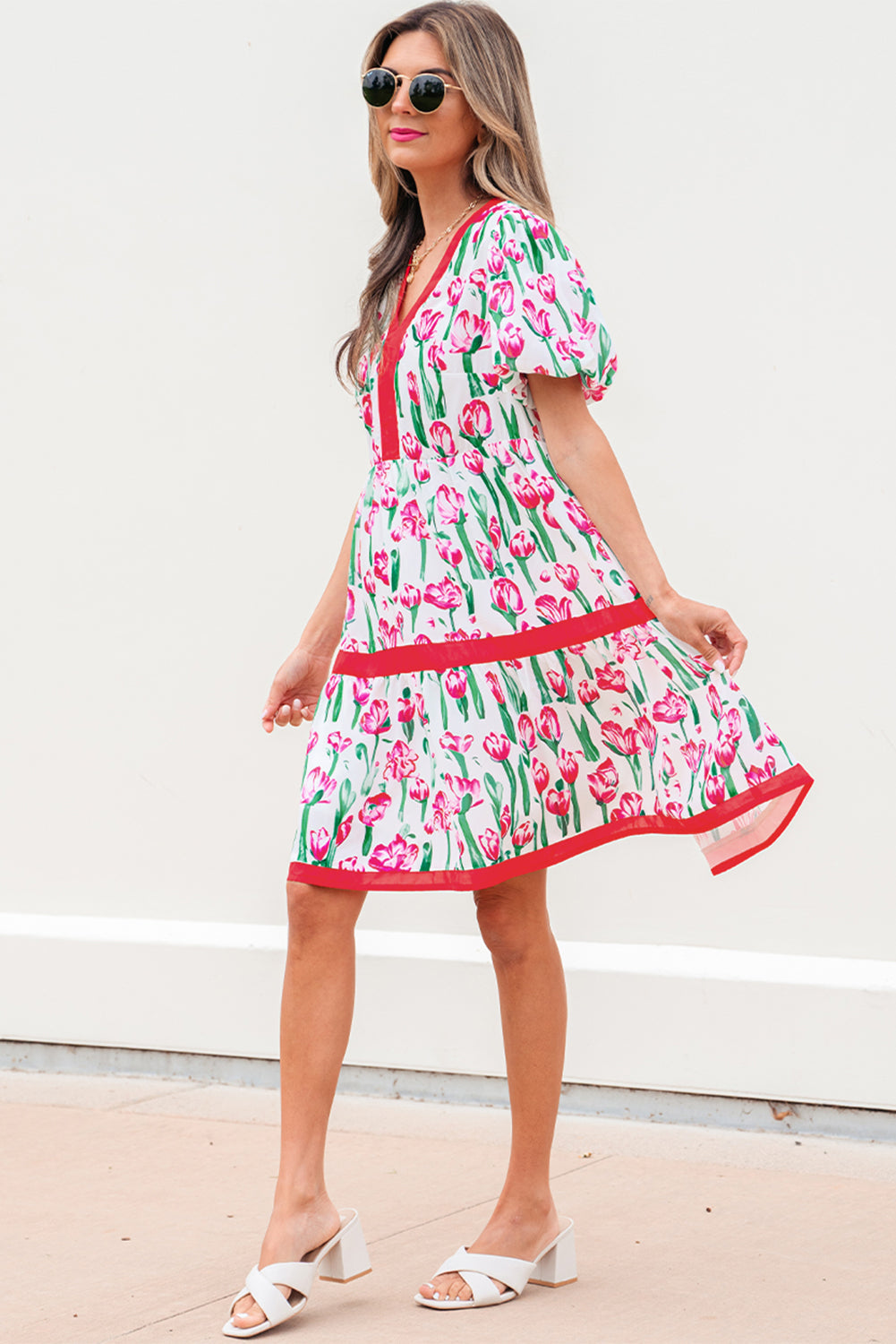 Berkley Floral V Neck Bubble Babydoll Dress
