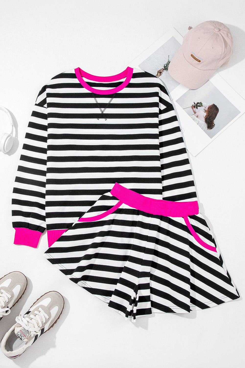 Harper Loose Shorts Set Long Sleeve Top Set