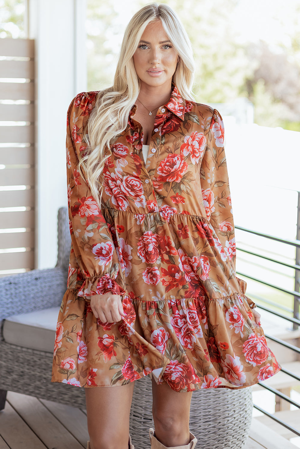 Maddie Ruffle Mini Dress Long Sleeve Top