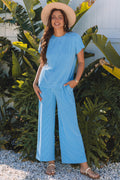 Leilany Corded Knit Short Sleeve Set