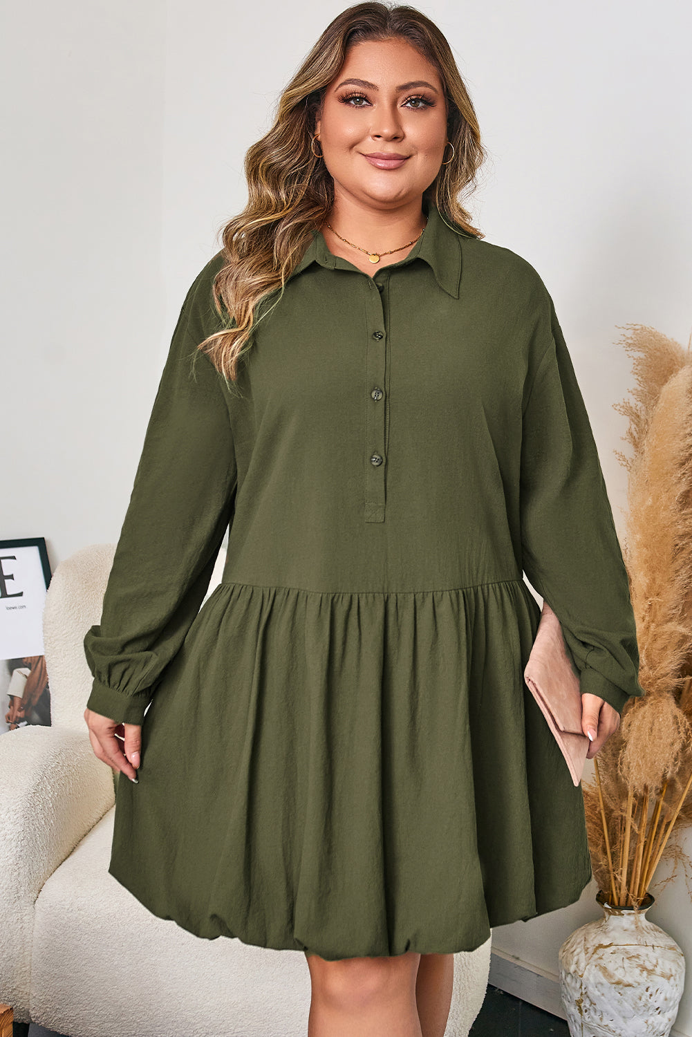 Catherine Ruffle Hem Mini PLUS Dress