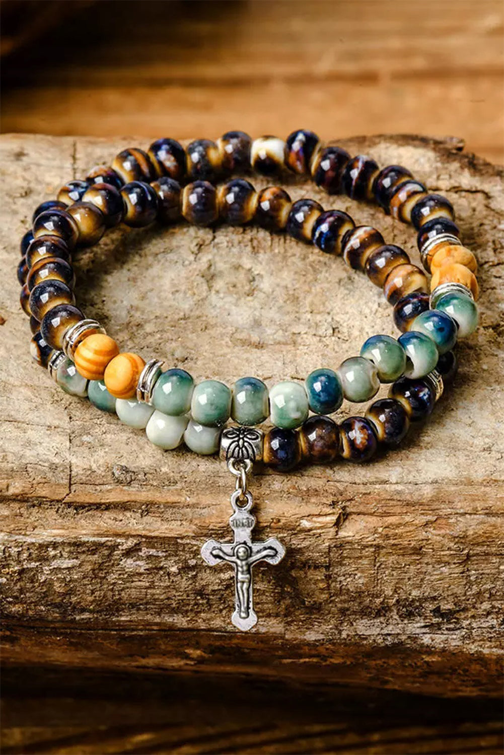 Matilda Layered Cross Beading Bracelet