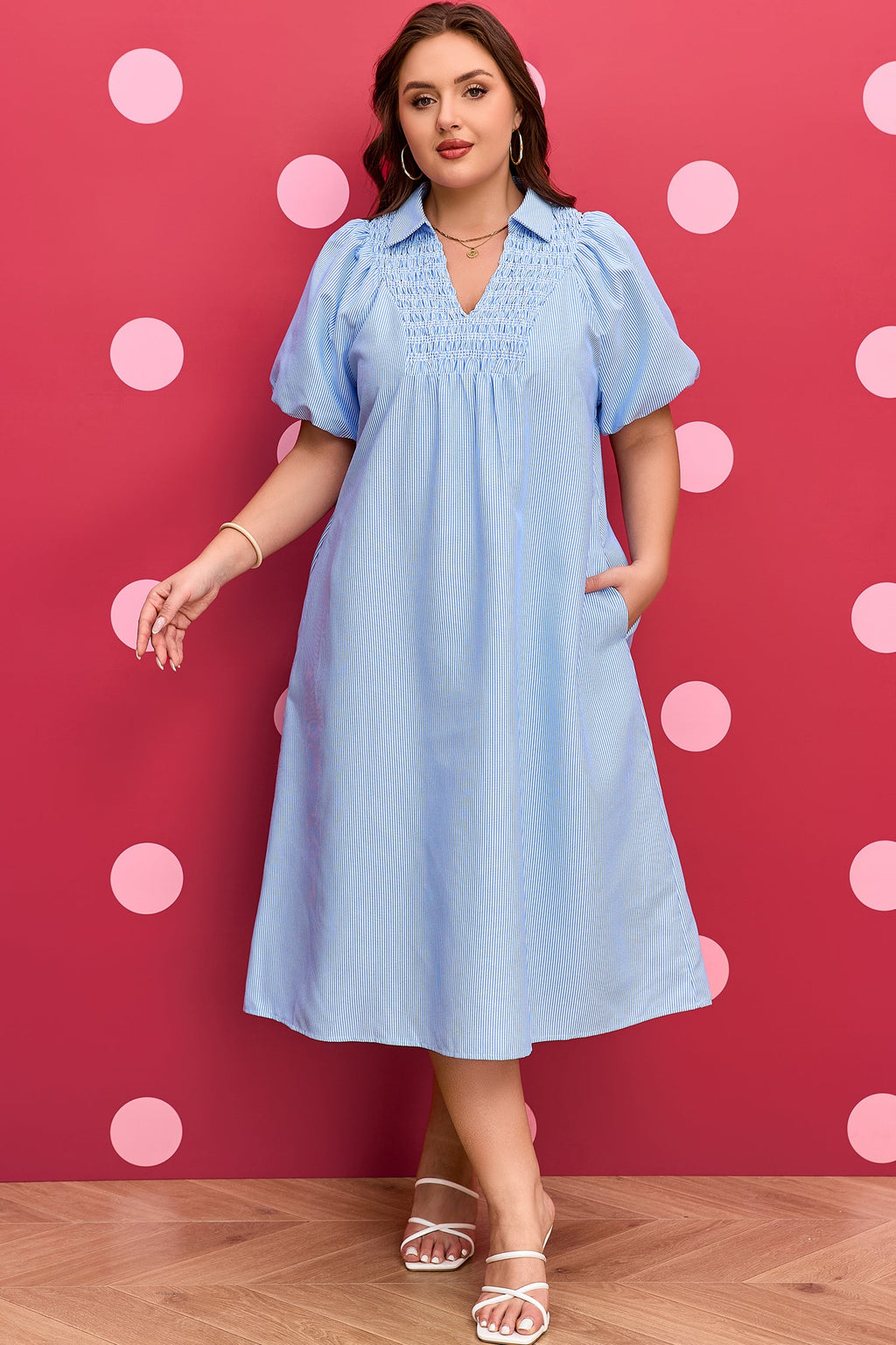 Julieta Detail Collar Midi PLUS Dress