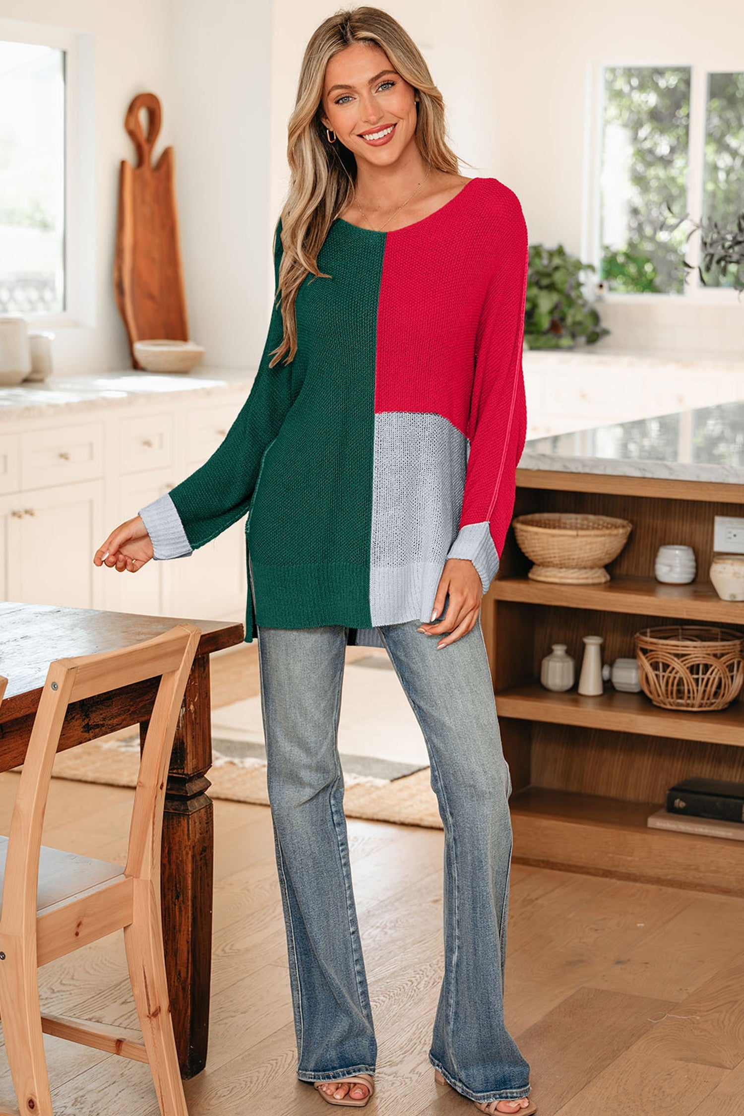 Demi Block Knit Loose Sweater