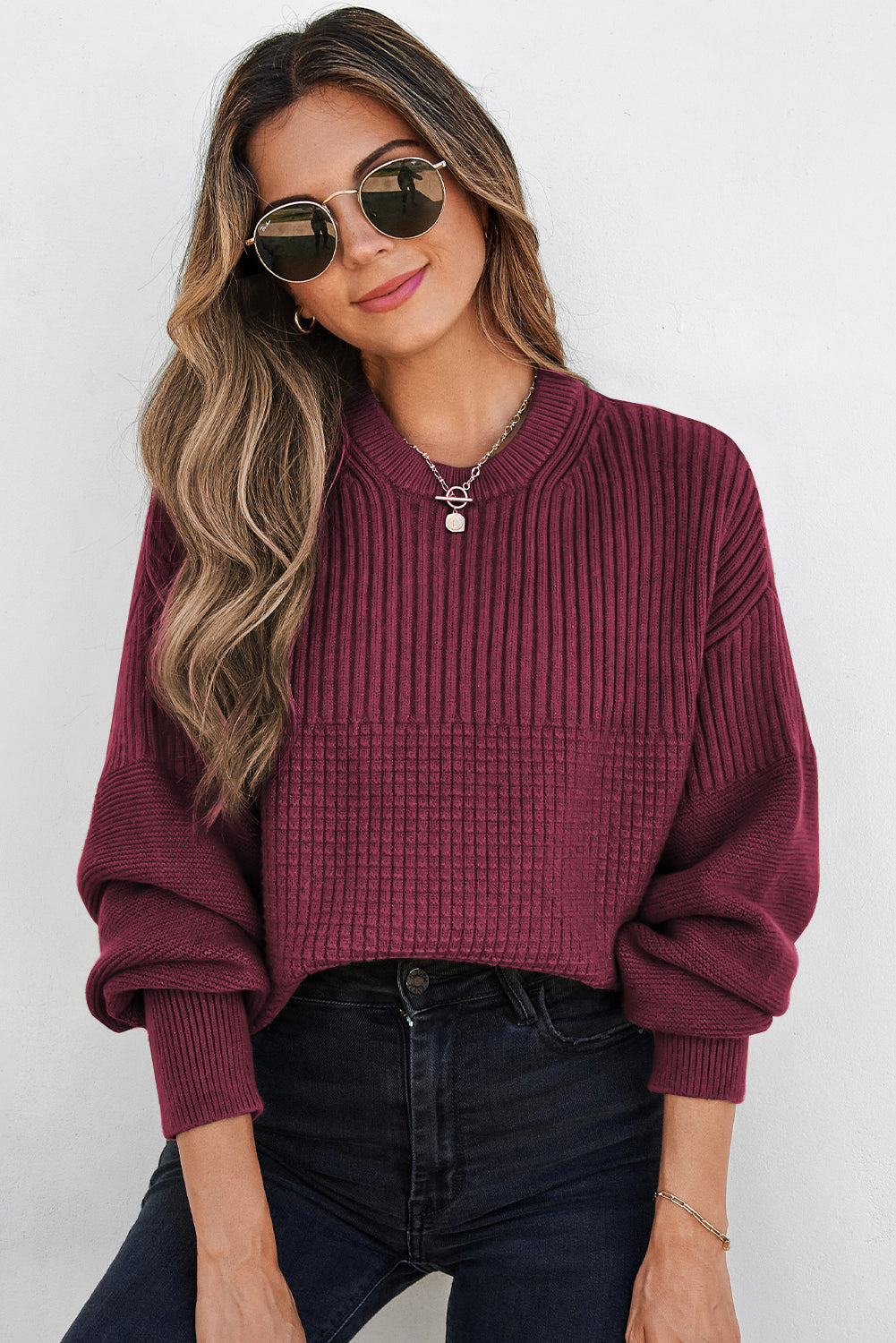 Julietta Mixed Textured Knitted Sweater