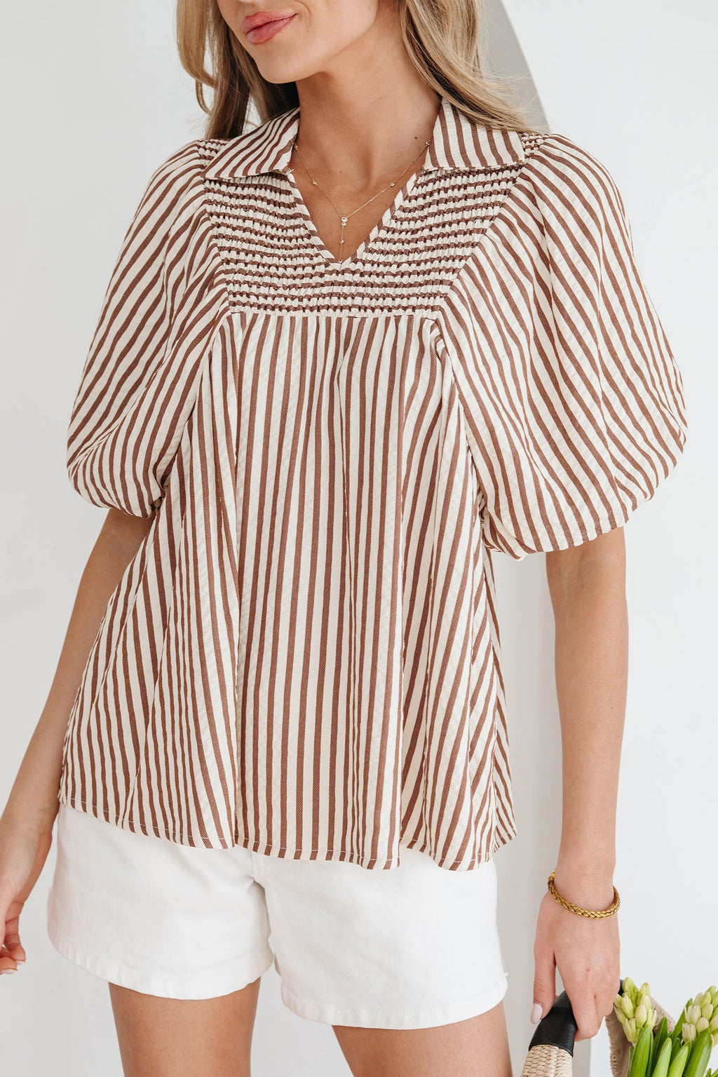 Lina Short Puff Sleeve Blouse