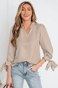 Blair Tied Cuffs Seersucker Blouse