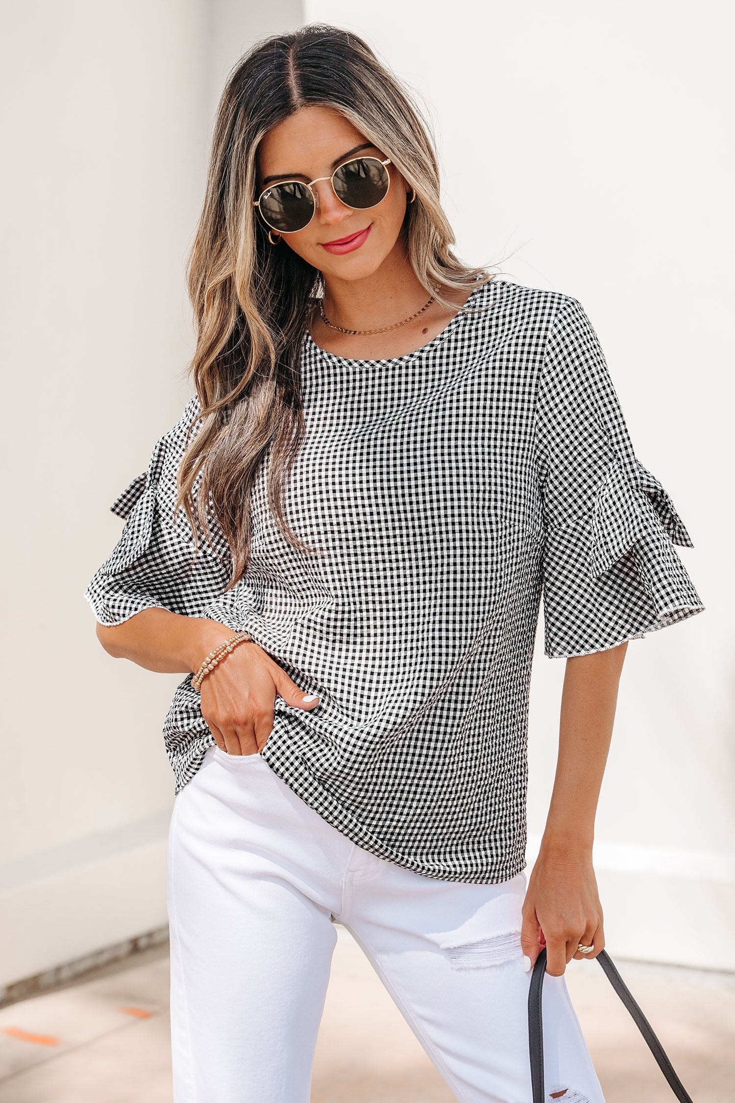 Carolina Ruffled Half Sleeve Blouse