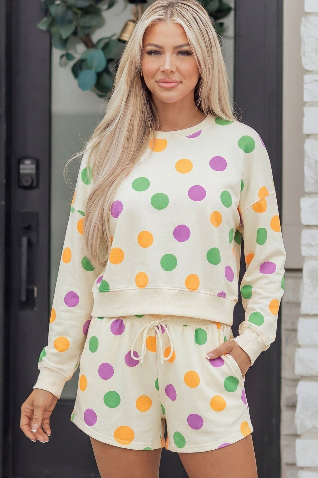 Ember Shoulder Pullover Drawstring Shorts Set