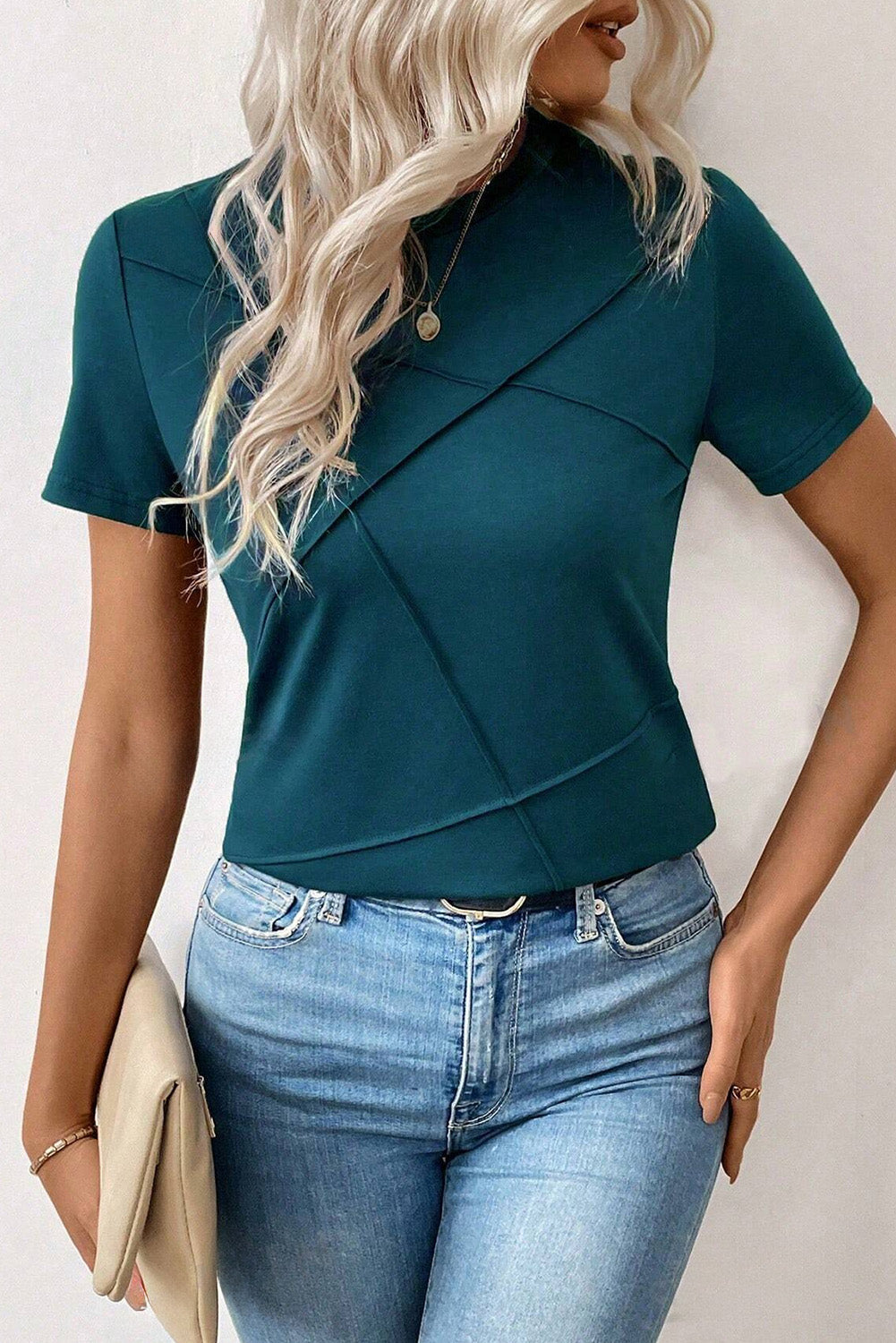 Galilea Toothpick Stripe Round Neck Top