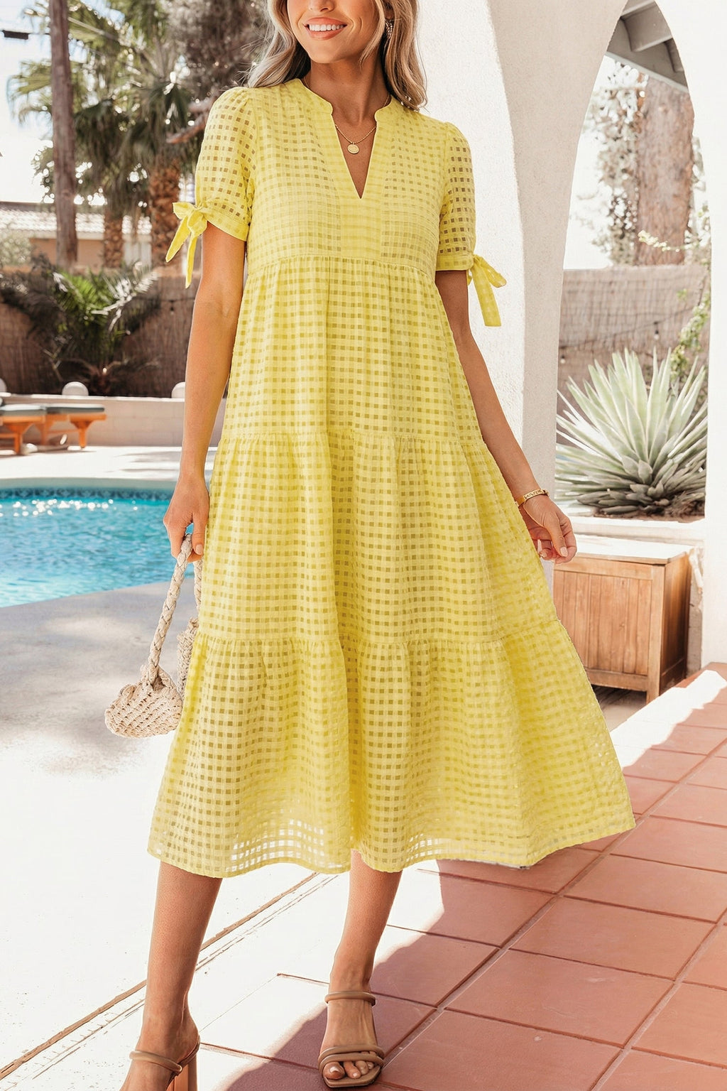 Skyla Sleeve Tiered Midi Dress