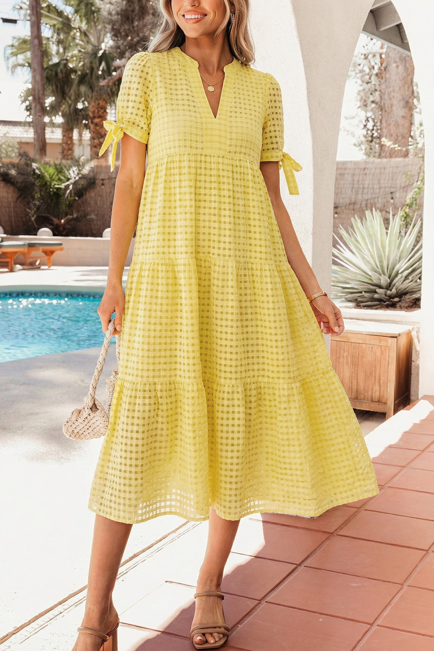 Skyla Sleeve Tiered Midi Dress