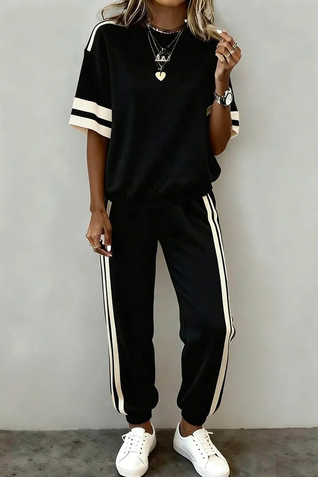 Leona Striped Detail Loose Tee