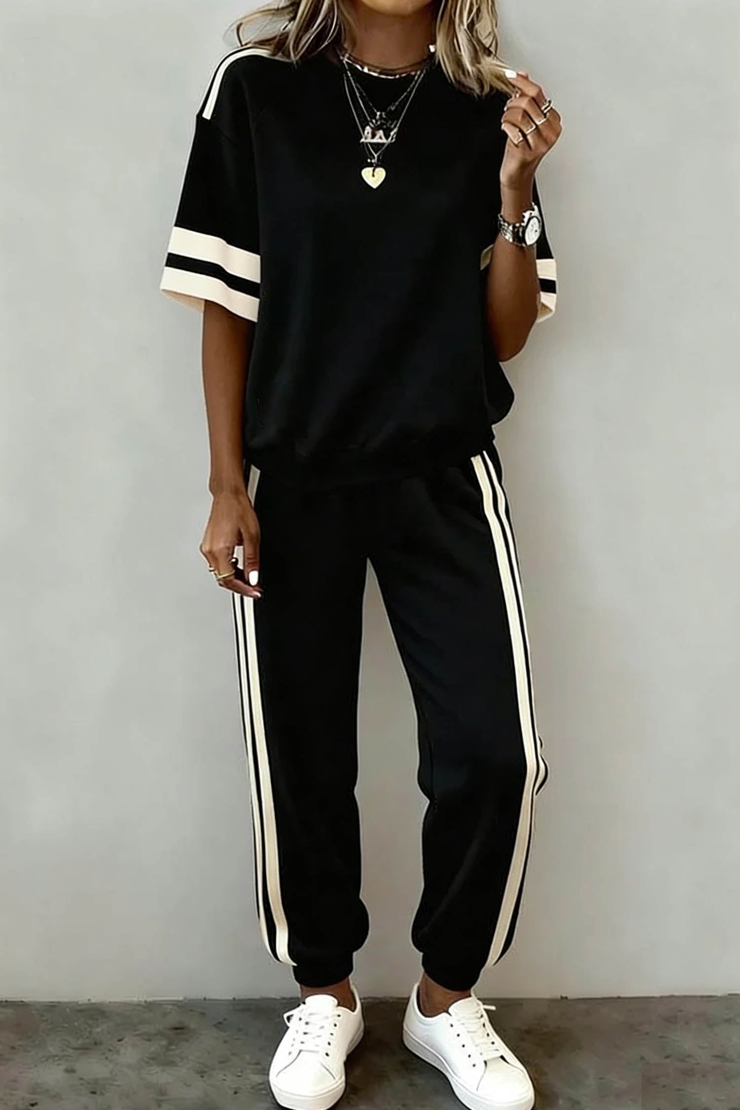 Leona Striped Detail Loose Tee