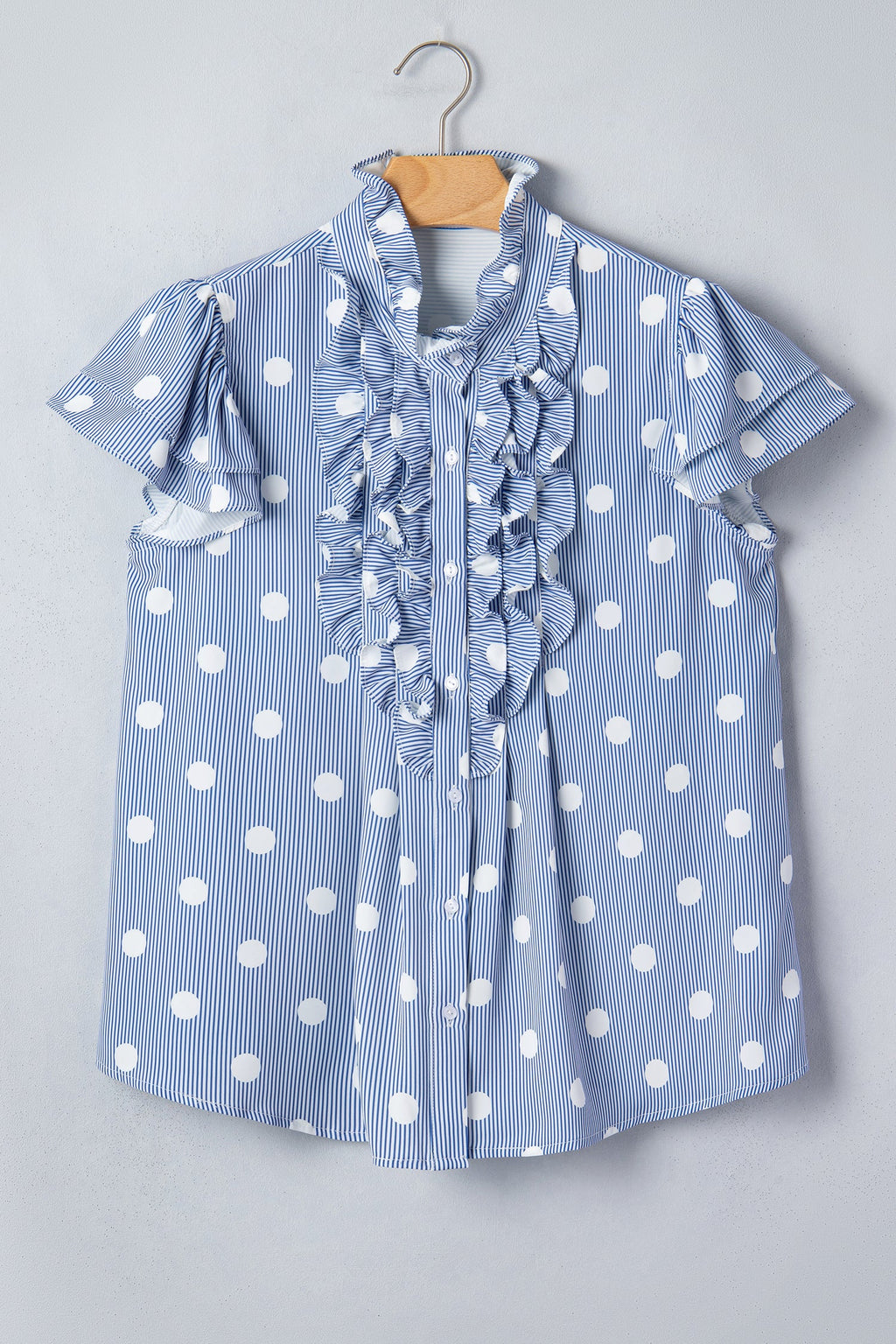 Alaina Pleated Ruffle Sleeve Shirt