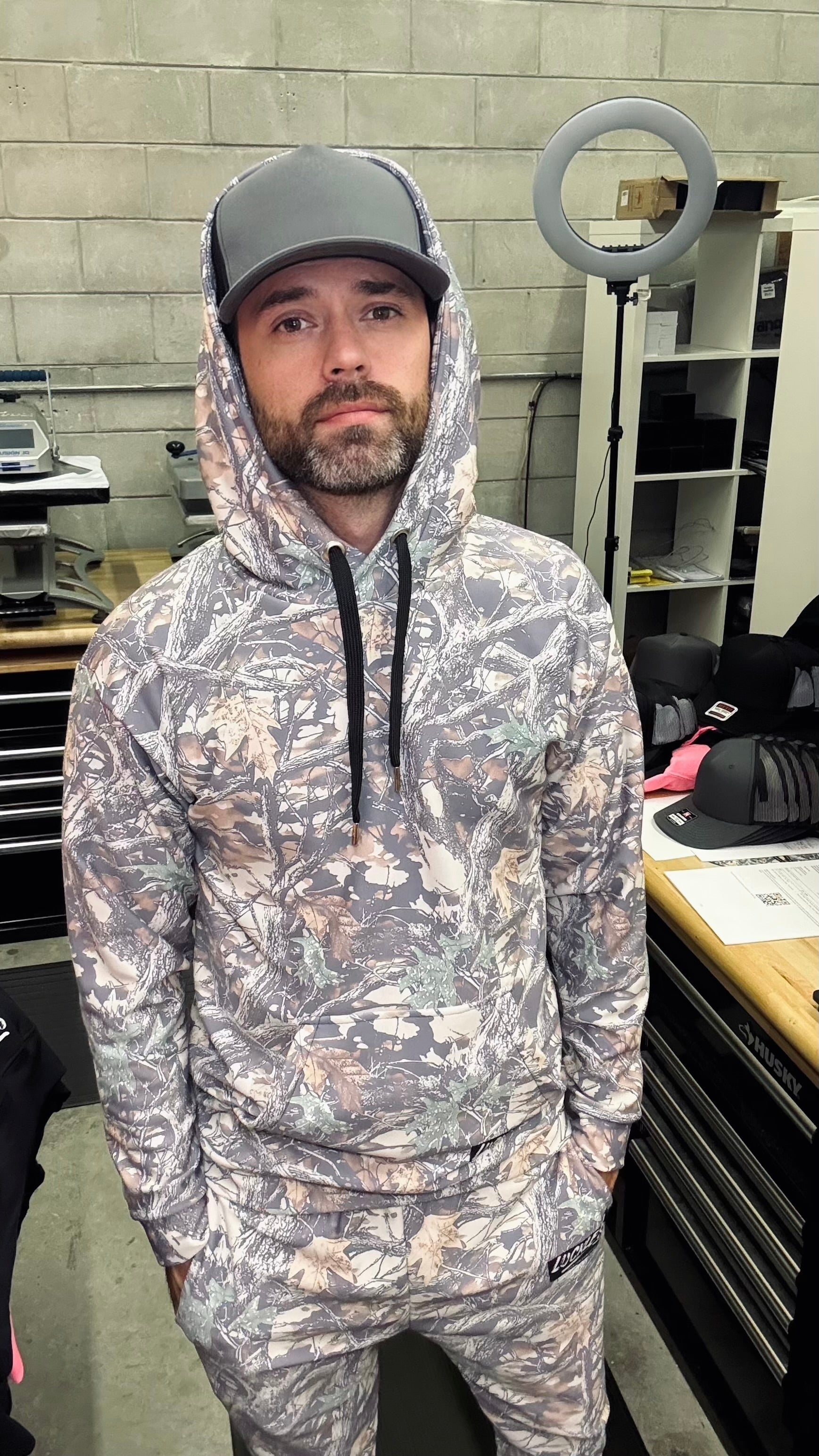 Faded Camo Wide String Hoodie