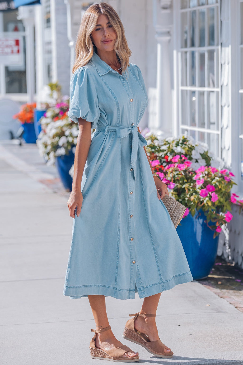 Shiloh Bubble Sleeve Long Dress