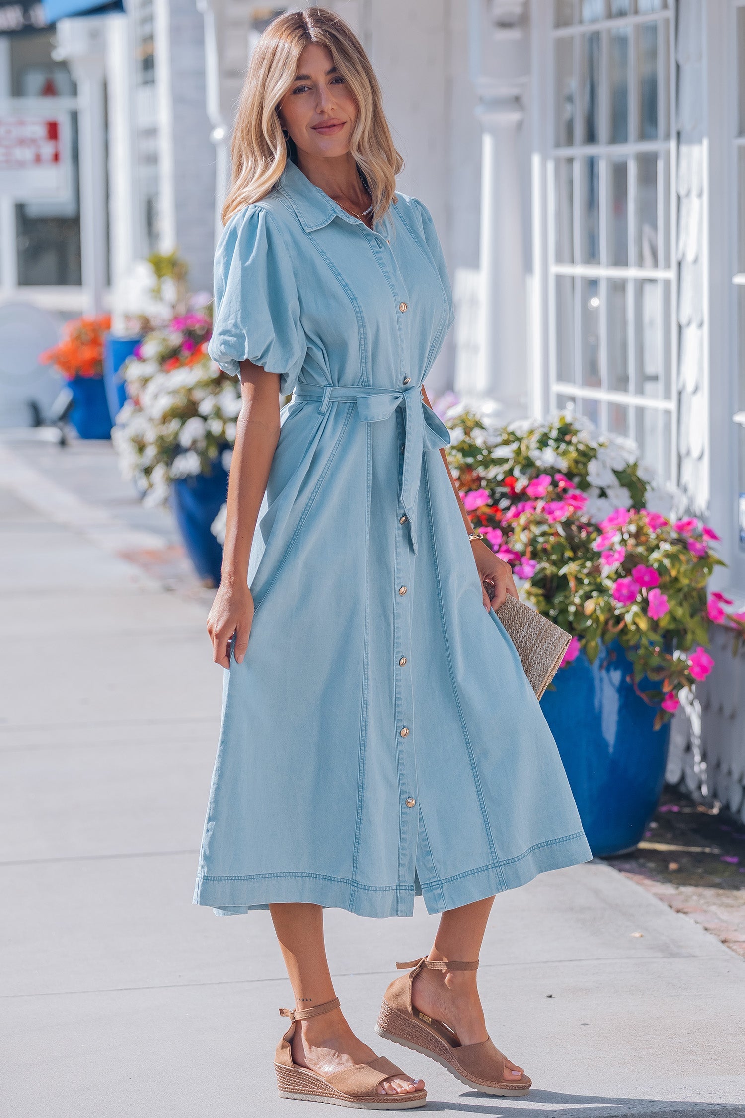 Shiloh Bubble Sleeve Long Dress