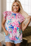 Keyla Floral Mixed Ruffle Cap Sleeve Blouse