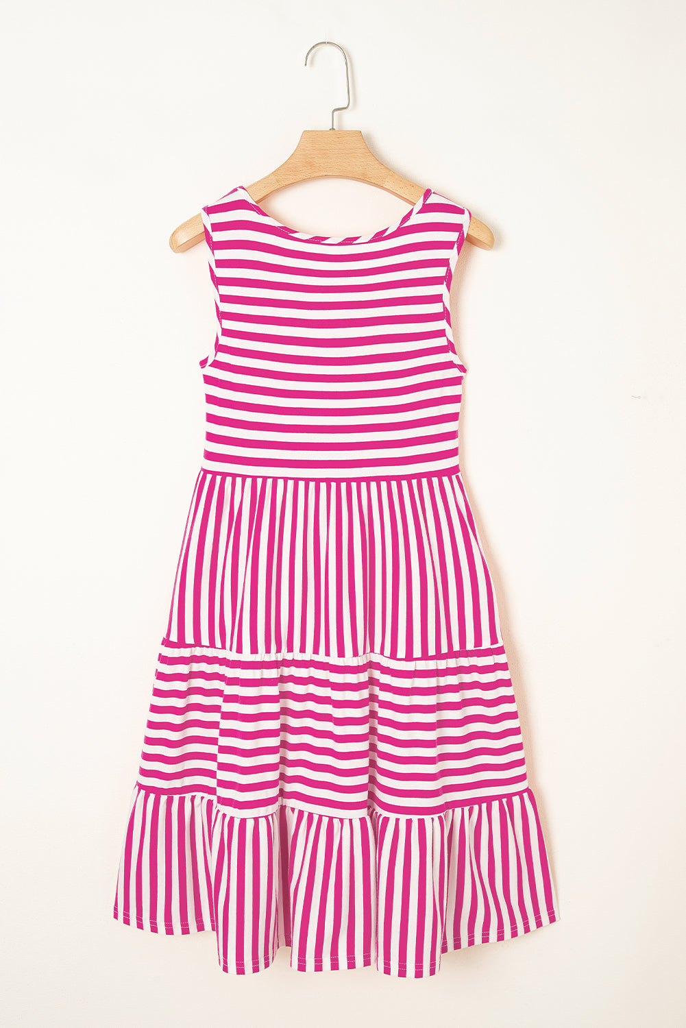 Ellie Stripe U Neck Sleeveless Loose Fit Mini Dress