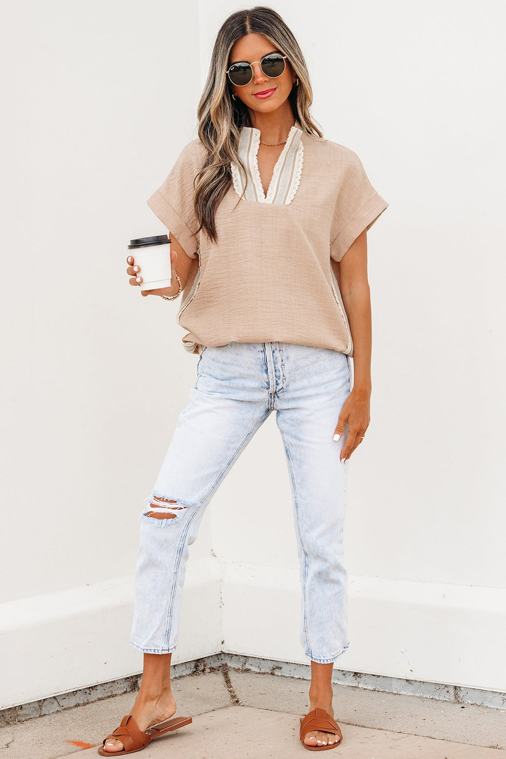 Jessica Rolled Short Sleeve Blouse