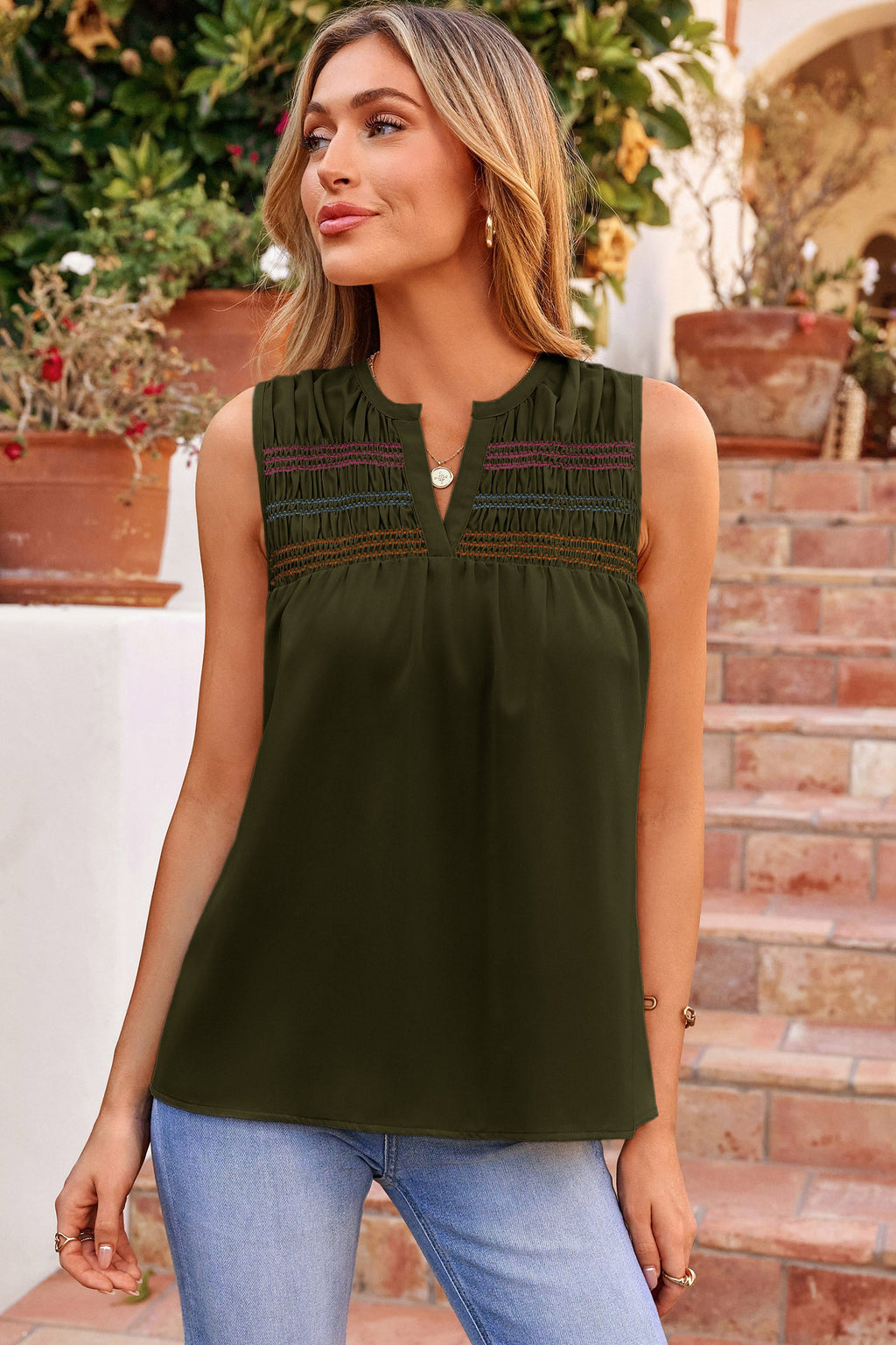 Thalia Stitch Sleeveless Shift Top