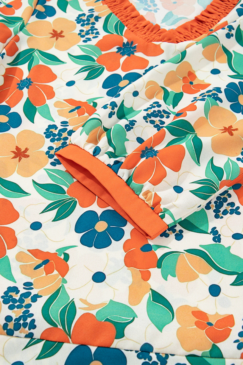 Lily Print Bracelet Sleeve Blouse