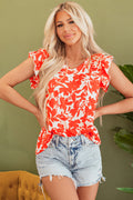 Keilani Floral Ruffle Sleeve Top