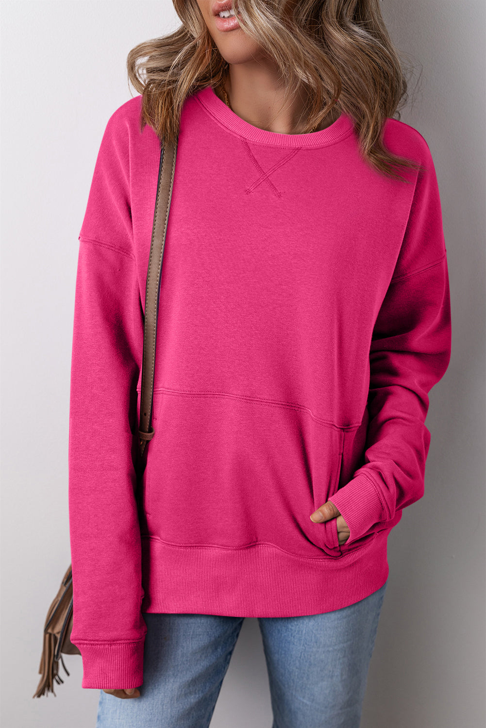 Ainsley Crisscross Stitching Loose Sweatshirt