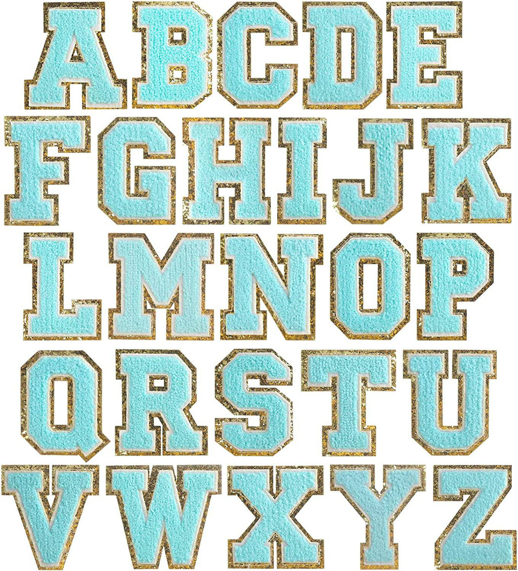 Blue Self Adhesive Chenille Letters Patches