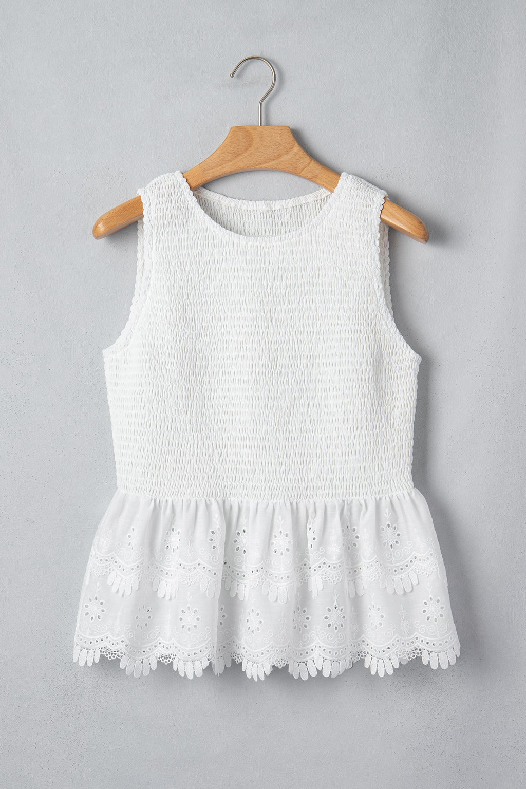 Danielle Smocked Lace Peplum Top