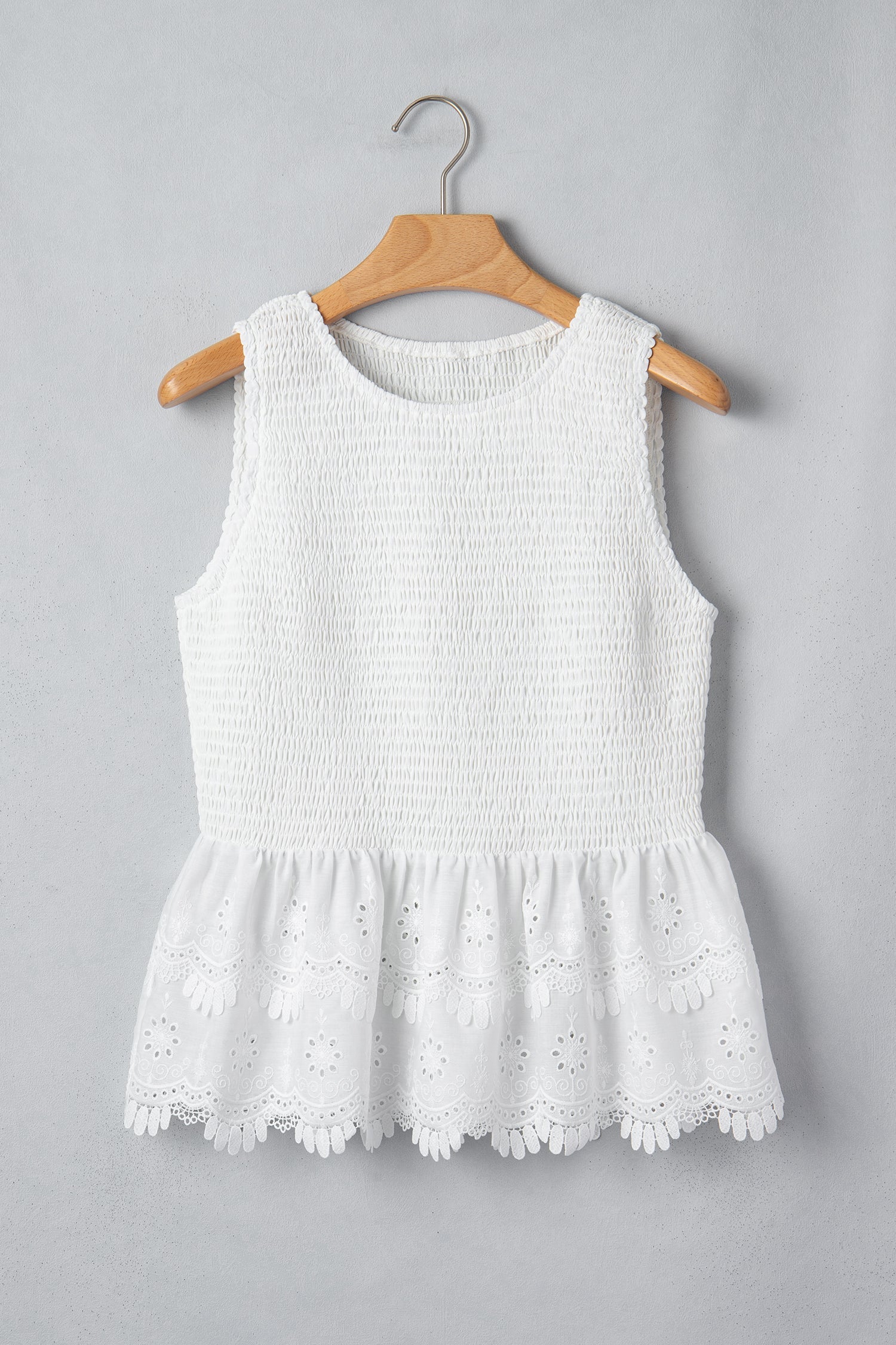 Danielle Smocked Lace Peplum Top