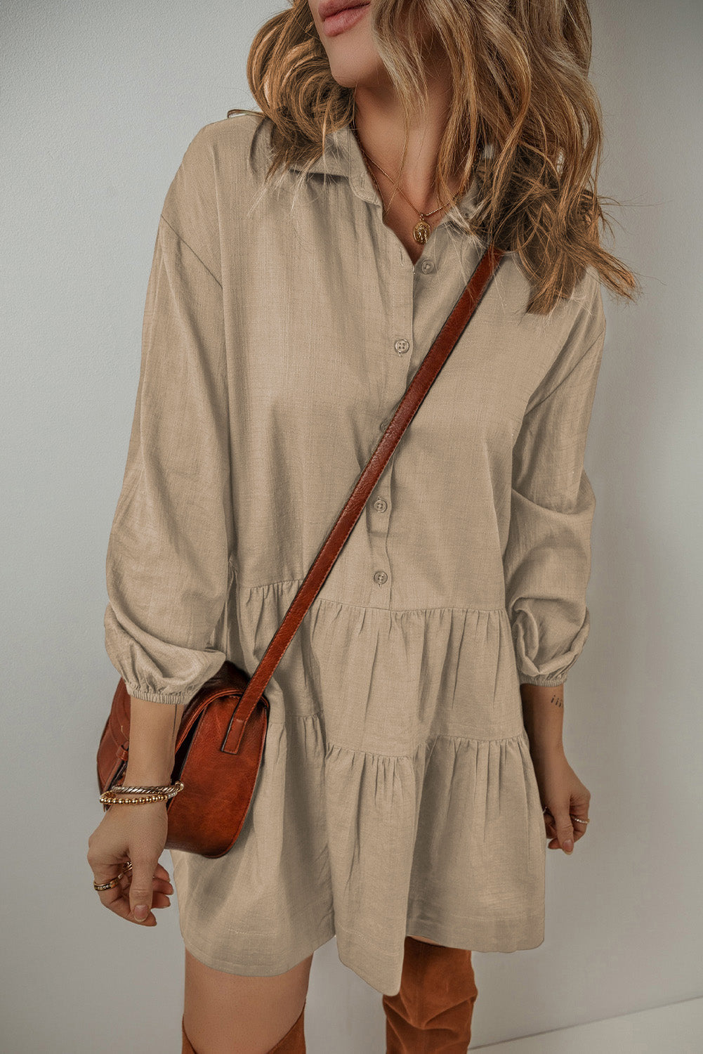 Scarlet Sleeve Tiered Pleated Shirt