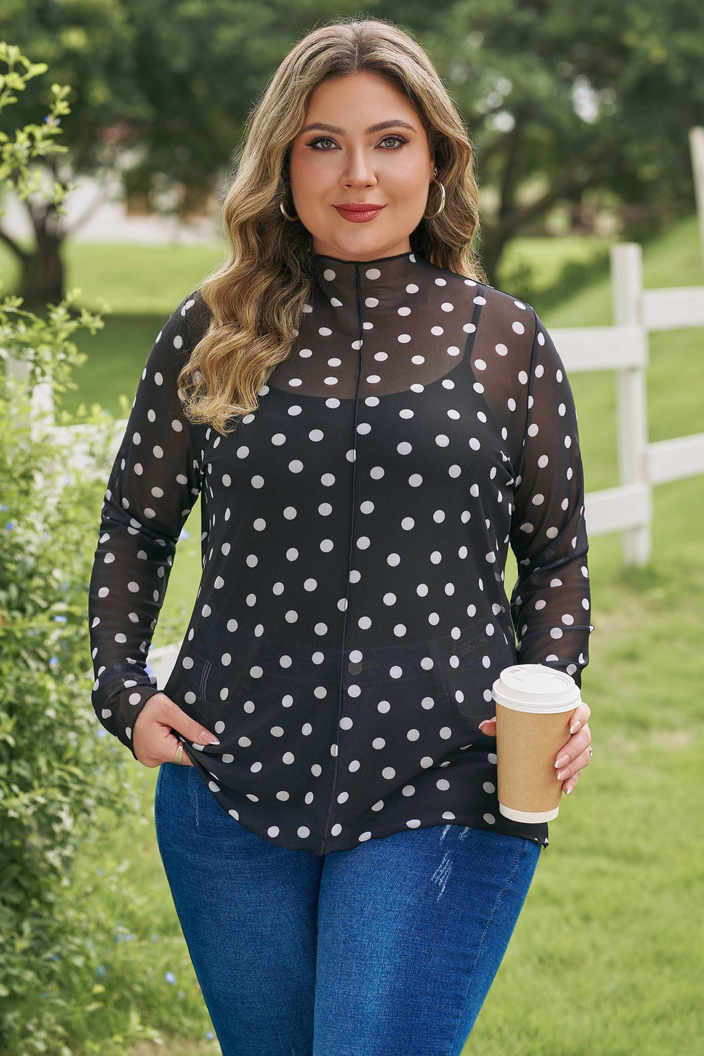 Anne Sleeve Mesh top Long Sleeve PLUS Top