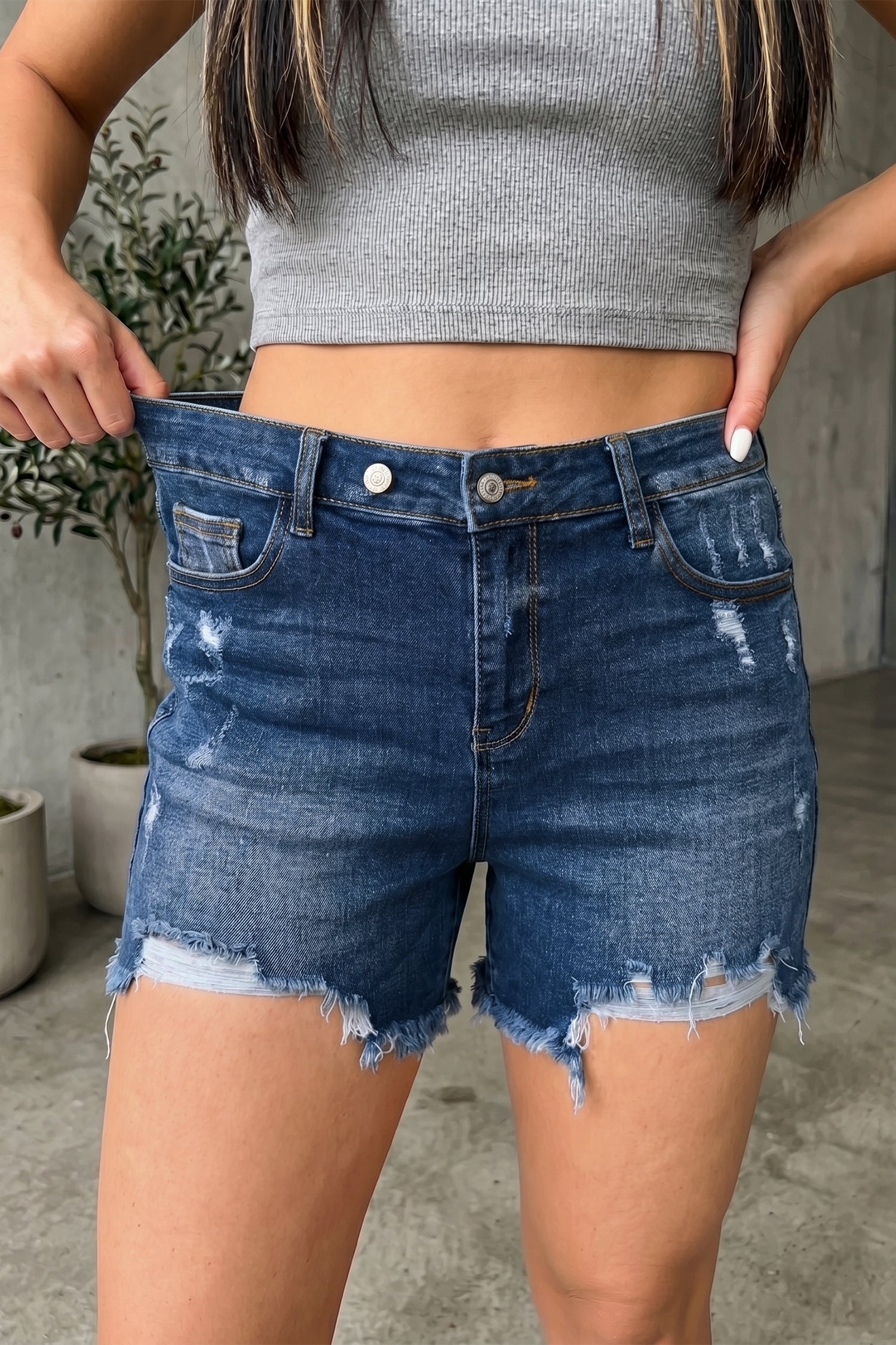 Holland Hem Distressed Whiskery Shorts
