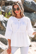 Paula Bow Knot Cutout Back Blouse