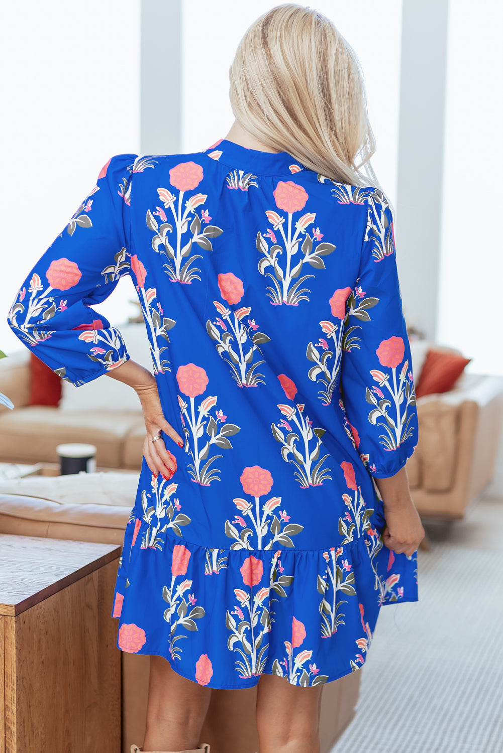 Zahra Sleeve Ruffle Hem Dress