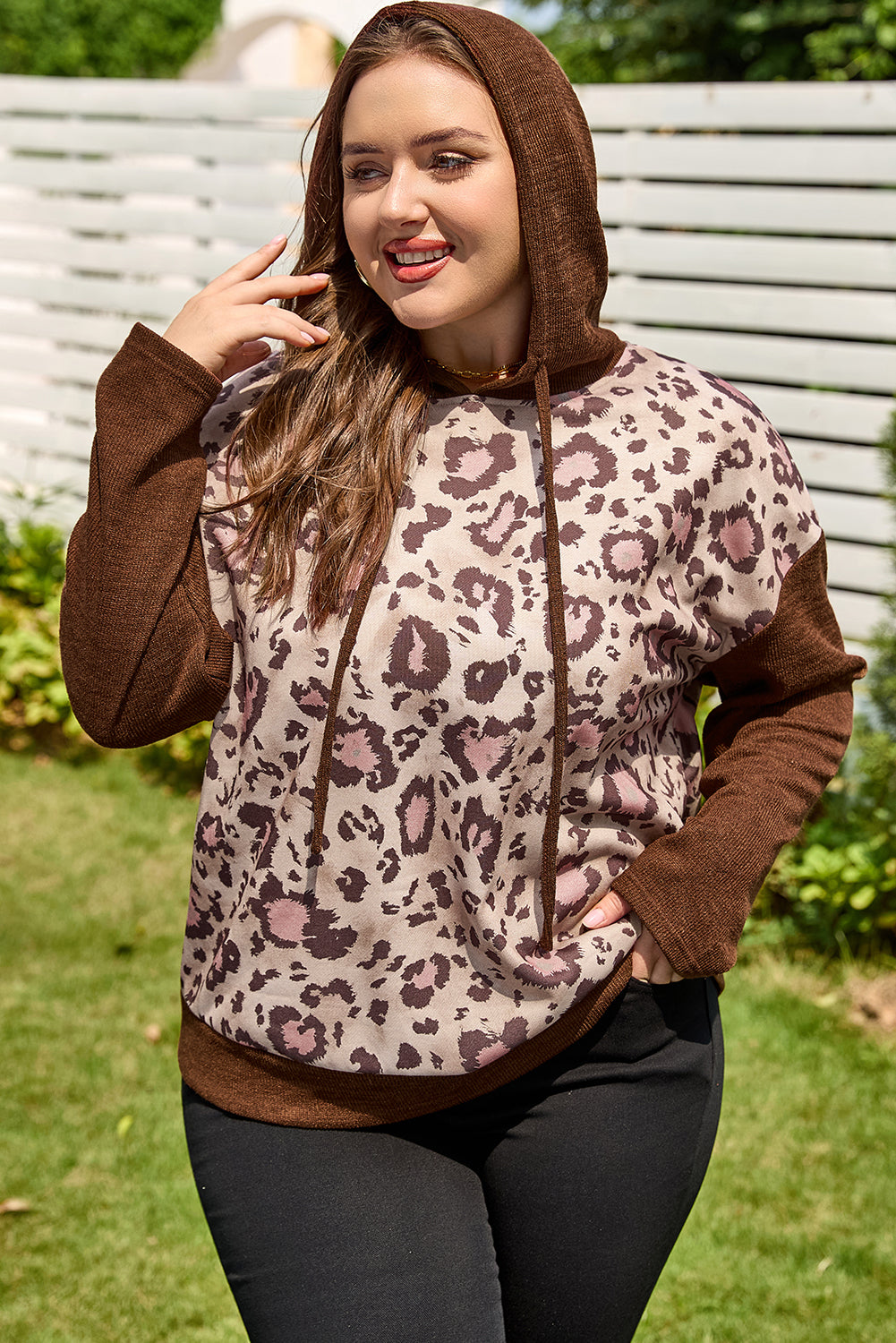 Scarlett Print Knit Patchwork Hoodie