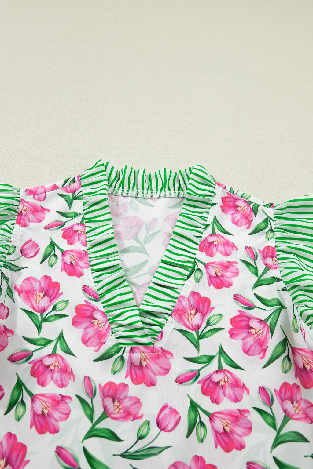 Adelaide Striped Ruffle Trim Blouse
