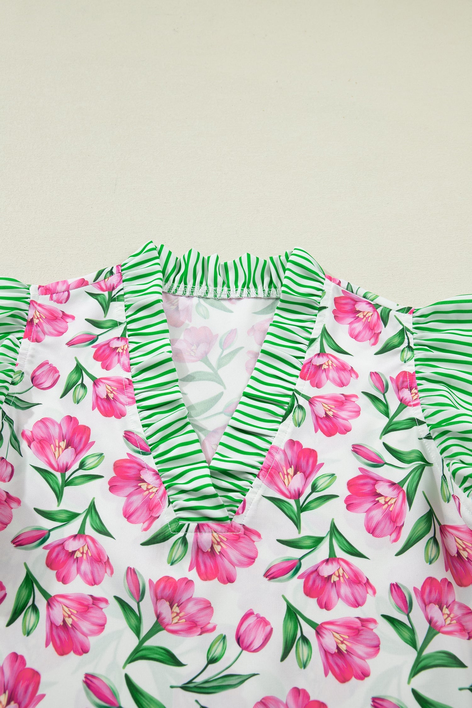 Adelaide Striped Ruffle Trim Blouse
