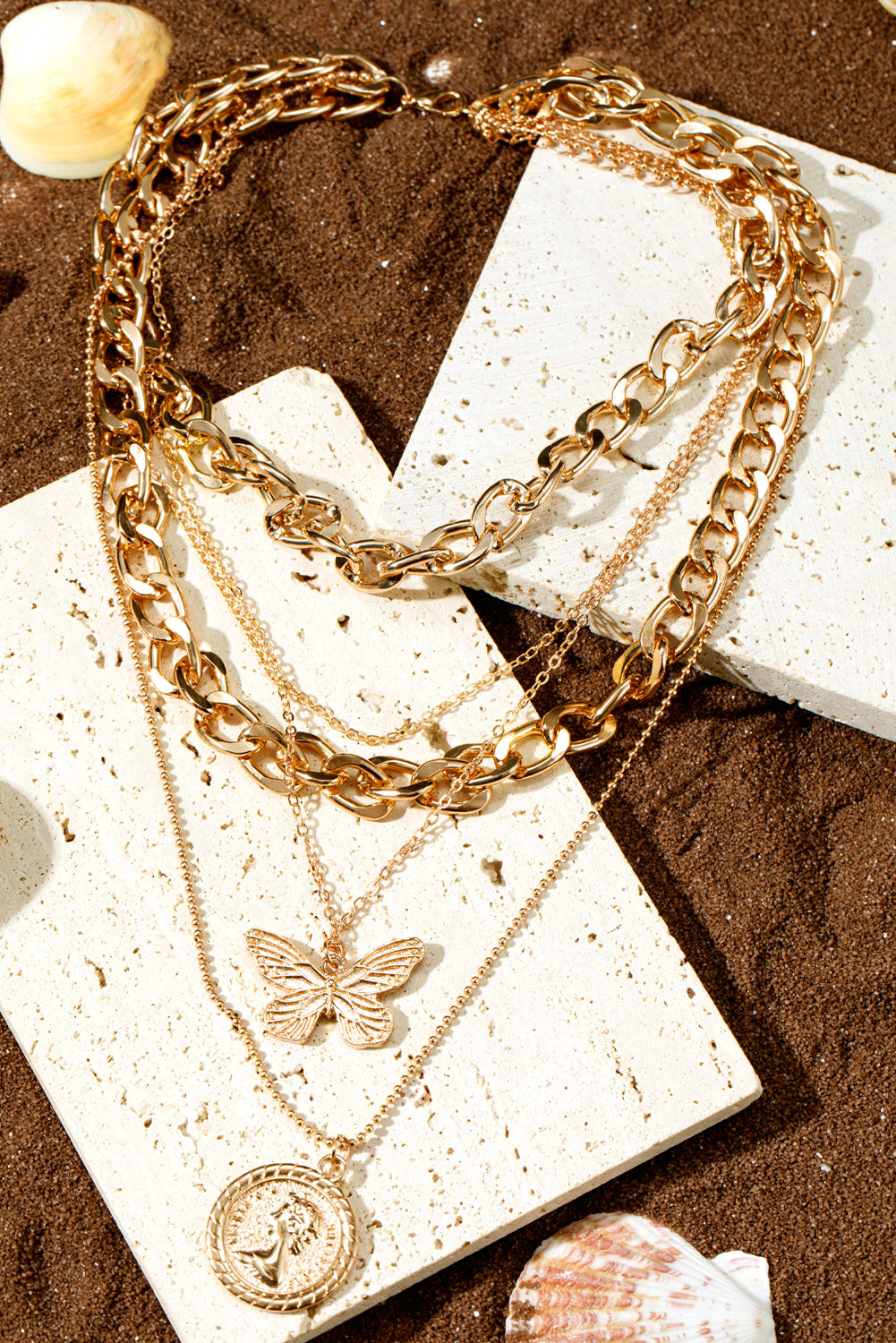 Amara Multilayer Butterfly Charm Necklace