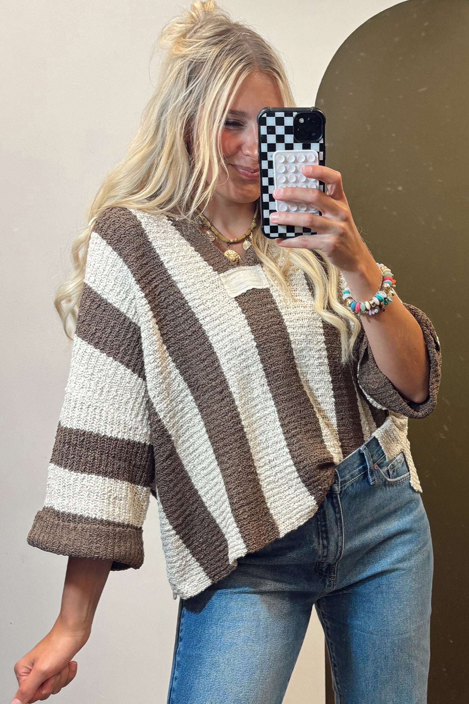 Holland Colorblock Bracelet Sleeve Sweater
