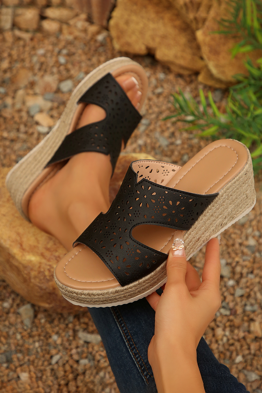 Casey Leather Wedge Slippers