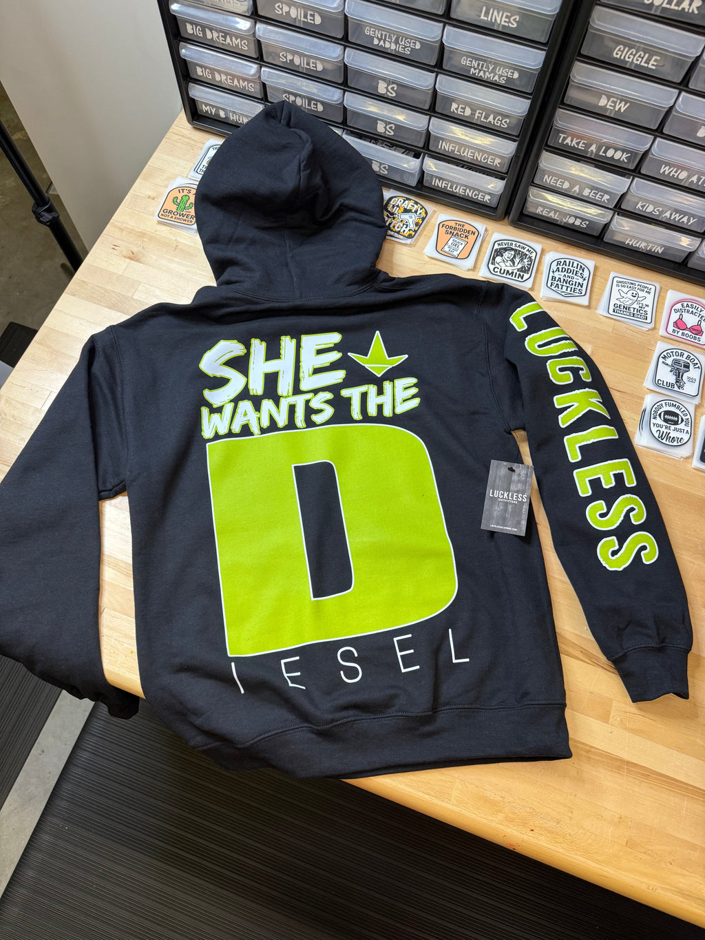 She Wants the Diesel | Funny Men's and Women's Black Country Hoodie