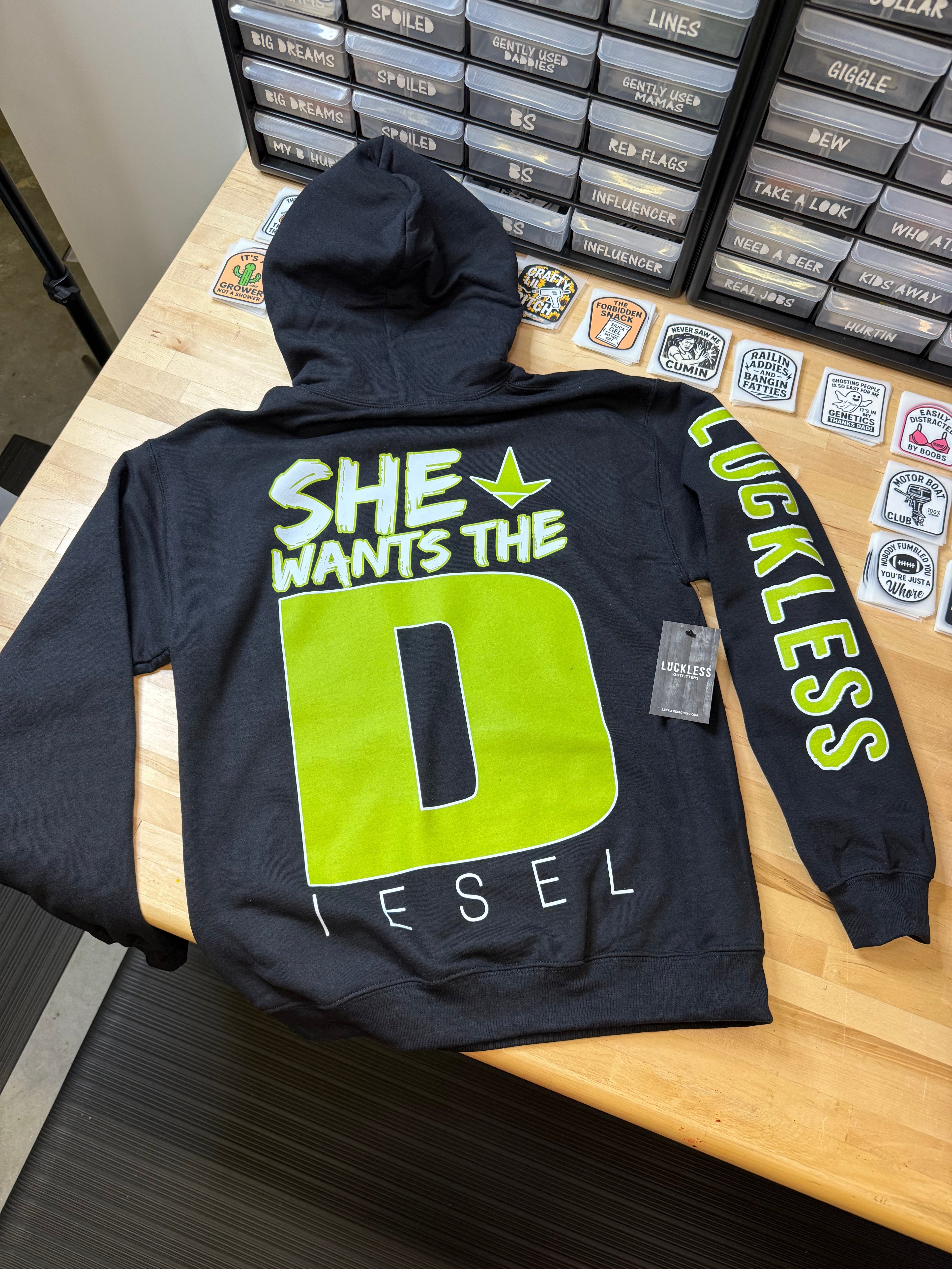 She Wants the Diesel | Funny Men's and Women's Black Country Hoodie