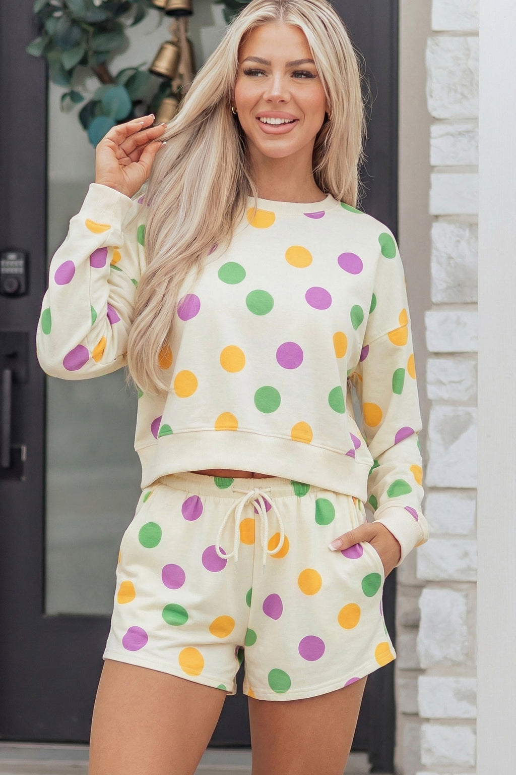 Ember Shoulder Pullover Drawstring Shorts Set