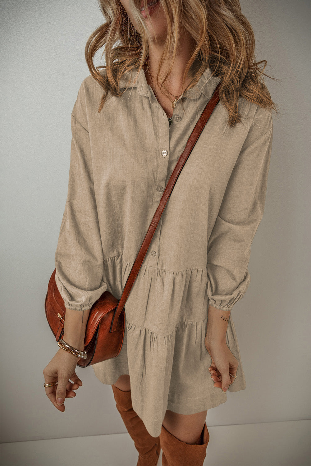 Scarlet Sleeve Tiered Pleated Shirt